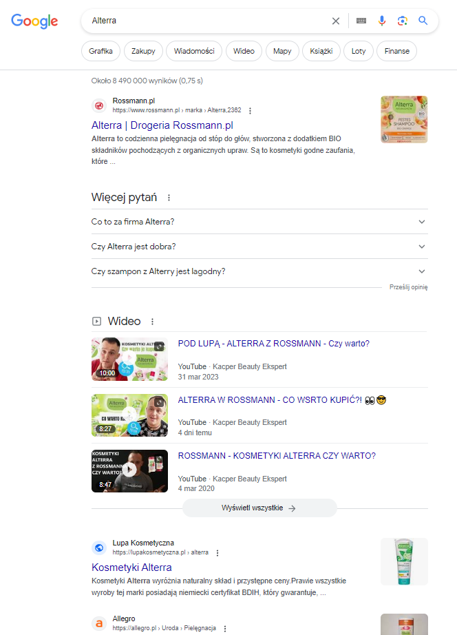 Abbildung 1: Auszug der Suchergebnisseite bei der Suche nach "Eisenmangel bekämpfen".