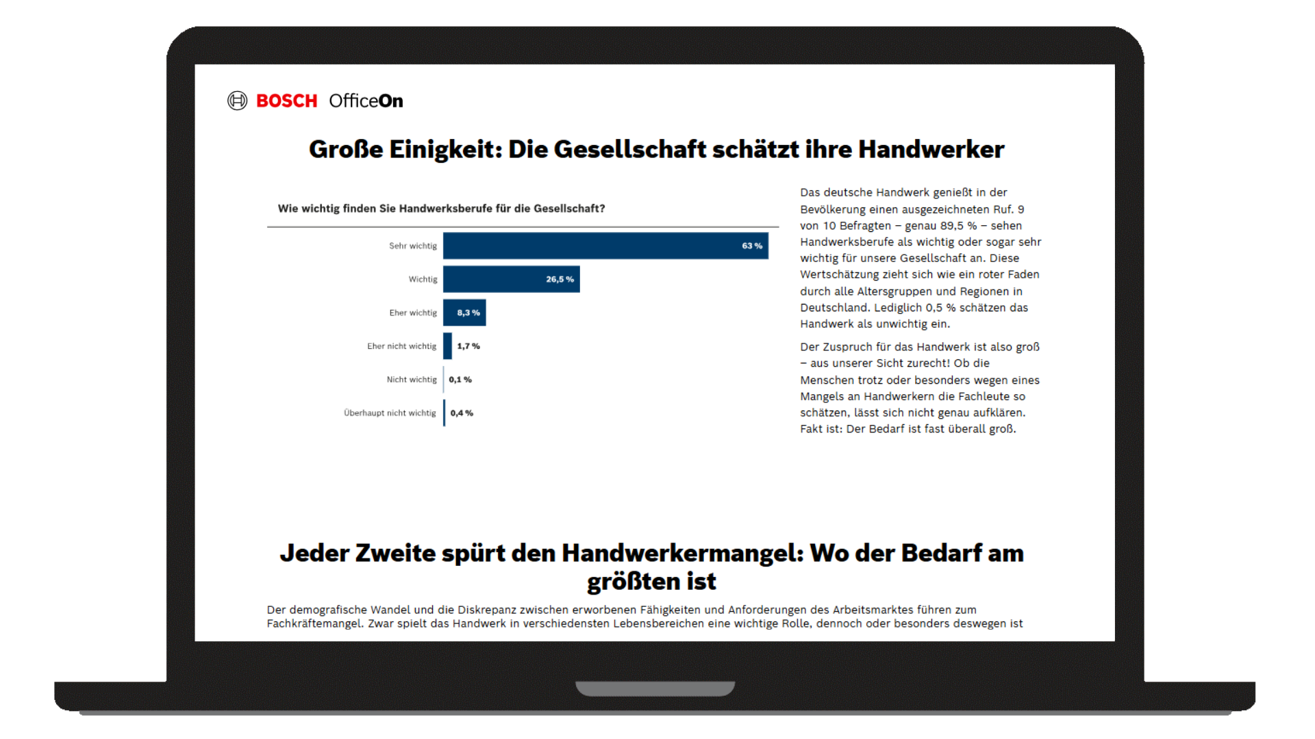 Laptop mit Screenshot der Landingpage