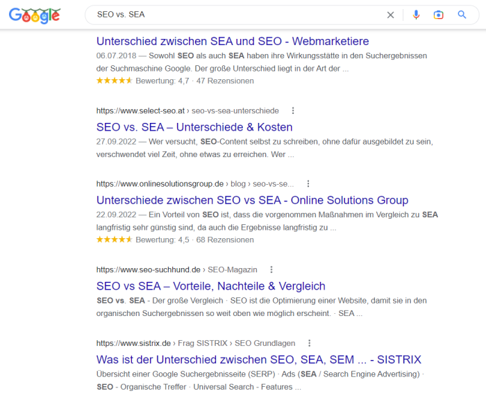 Abbildung 1: Auszug der Suchergebnisseite bei der Suche nach "Eisenmangel bekämpfen".