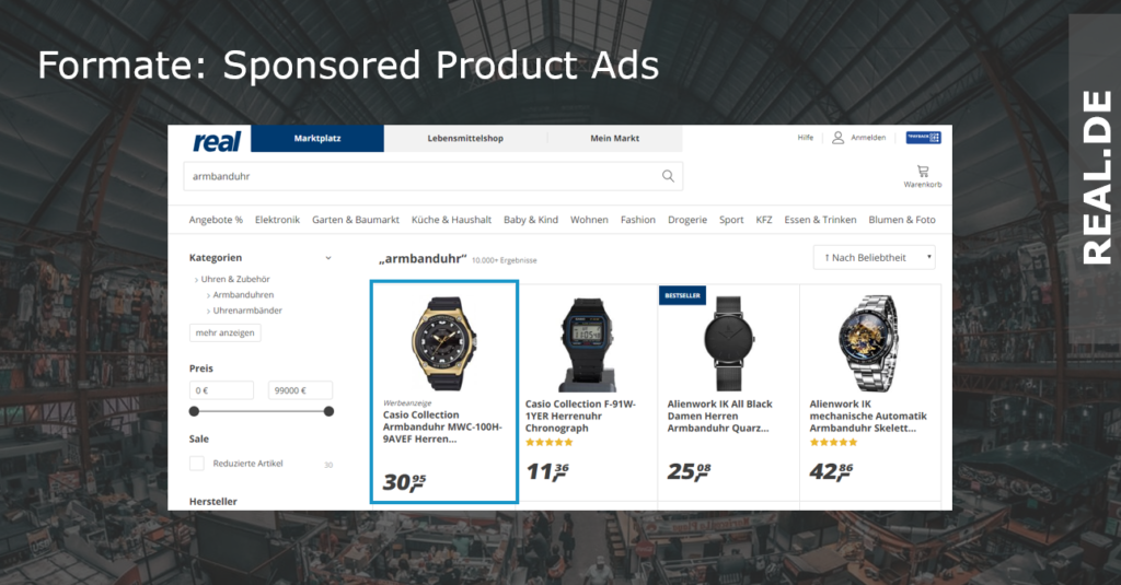 Sponsored Product Ads auf real.de