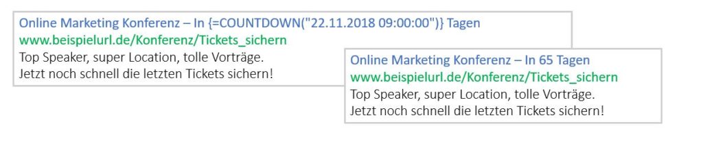 Eine beispielhafte Anzeige für eine Konferenz, die mittels eines Countdowns die Verlustaversion anspricht.