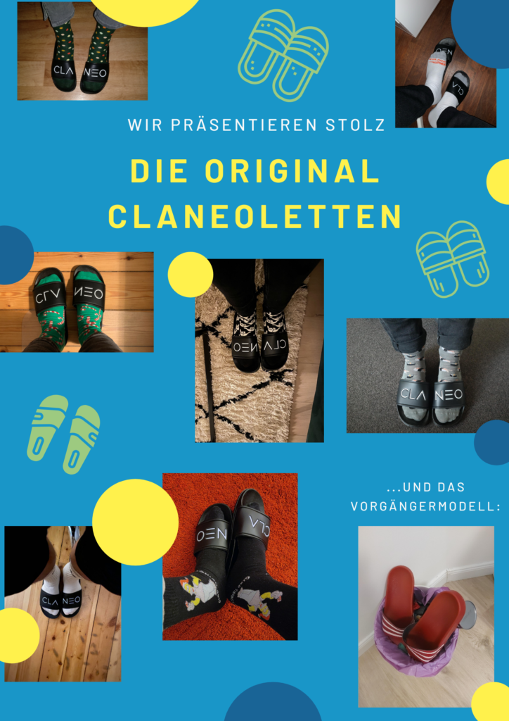 Bilder unserer Kolleg:innen mit ihren Claneoletten.